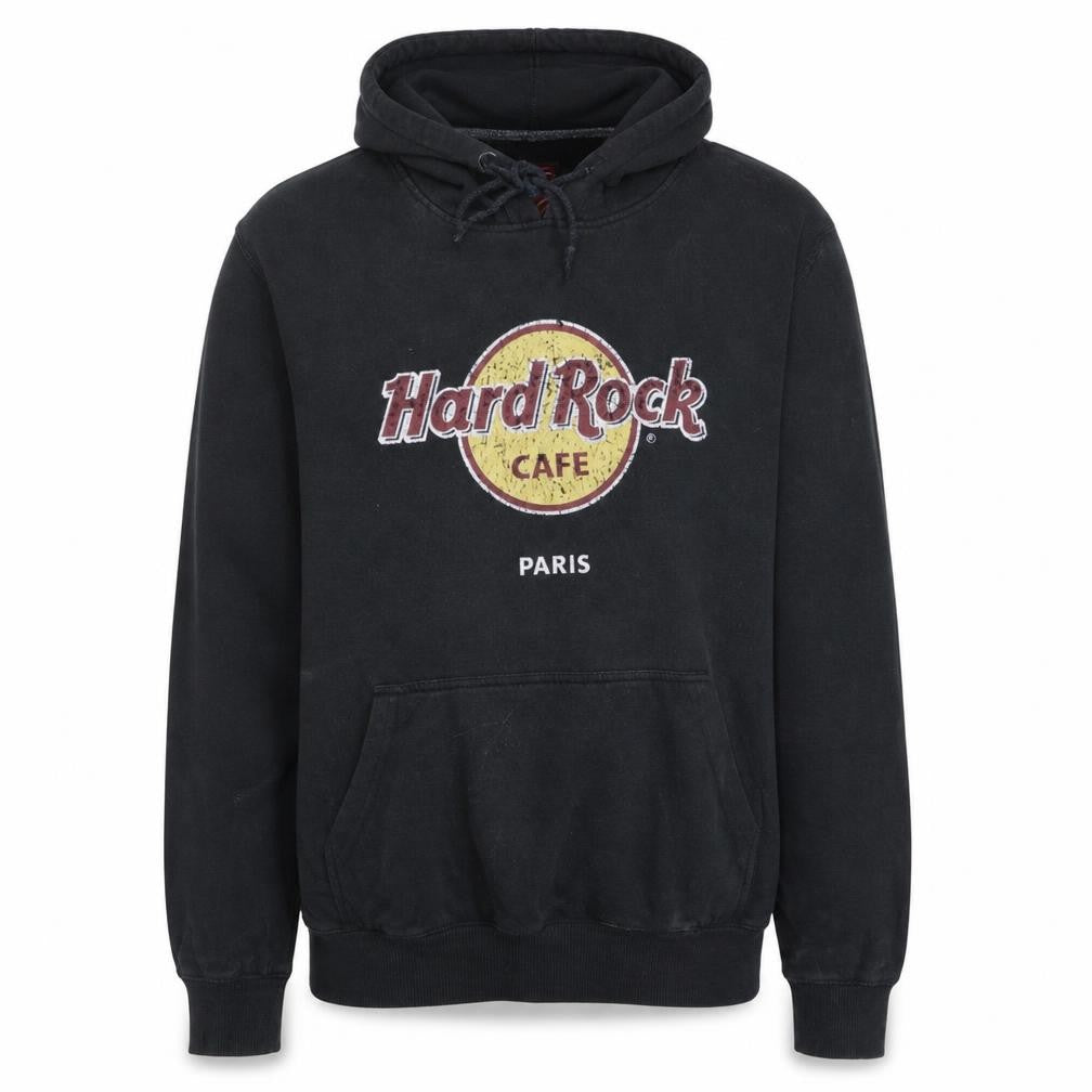 Hard Rock Cafe Paris Mens Black Pullover Hoodie Medium Graphic