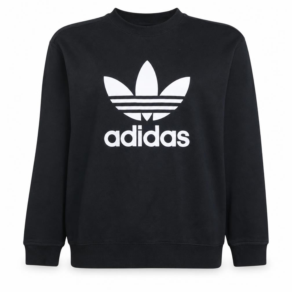 Adidas Womens Black Crew Neck Pullover Sweatshirt Size 8 Logo Print