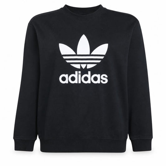 Adidas Womens Black Crew Neck Pullover Sweatshirt Size 8 Logo Print