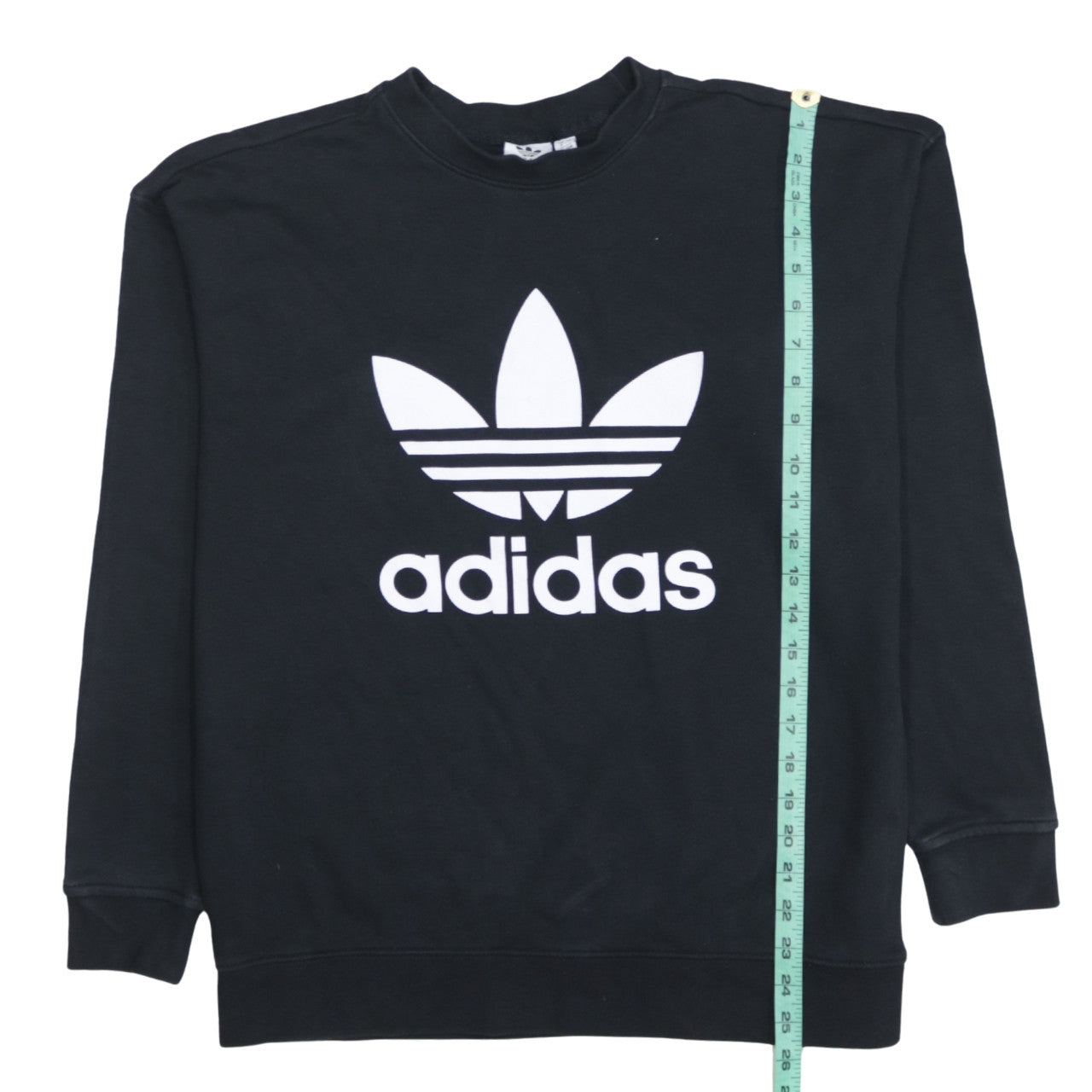 Adidas Womens Black Crew Neck Pullover Sweatshirt Size 8 Logo Print