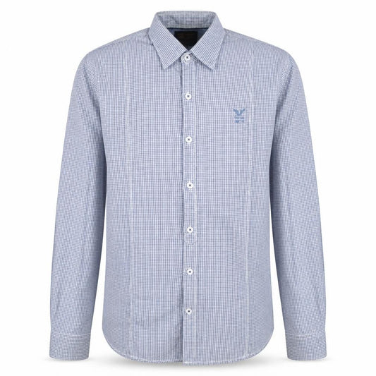 PME Legend Men's Blue Check Long Sleeve Button-Up Shirt M