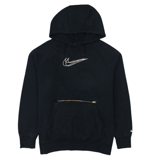 Nike Men's Black Oversized Pullover Hoodie Small Logo Zip Pocket