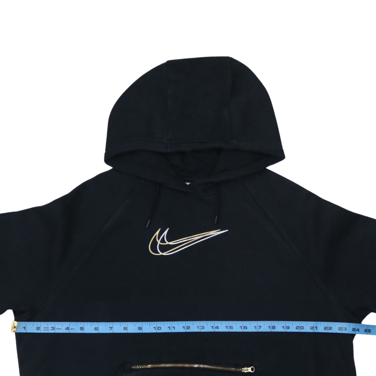 Nike Men's Black Oversized Pullover Hoodie Small Logo Zip Pocket