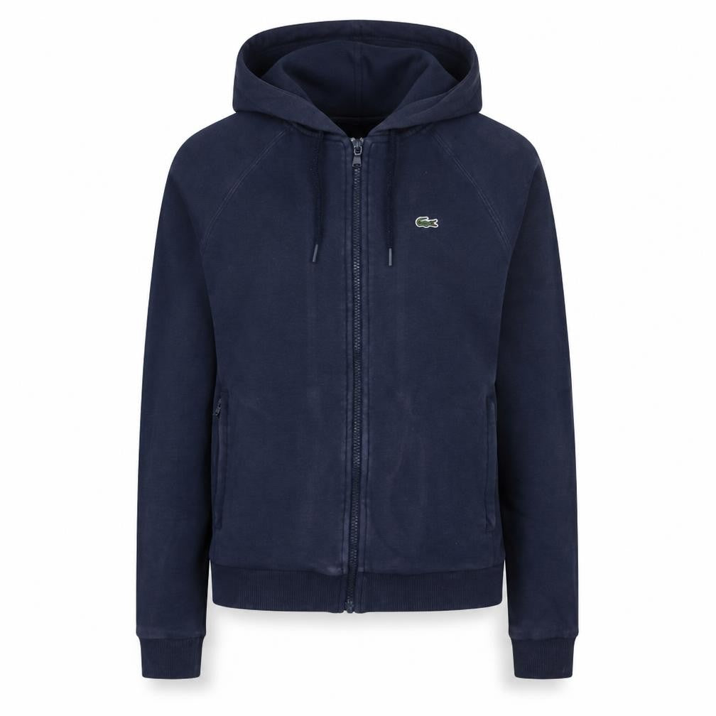 Lacoste Sport Women's Navy Full Zip Hoodie Size 6 Cotton Blend