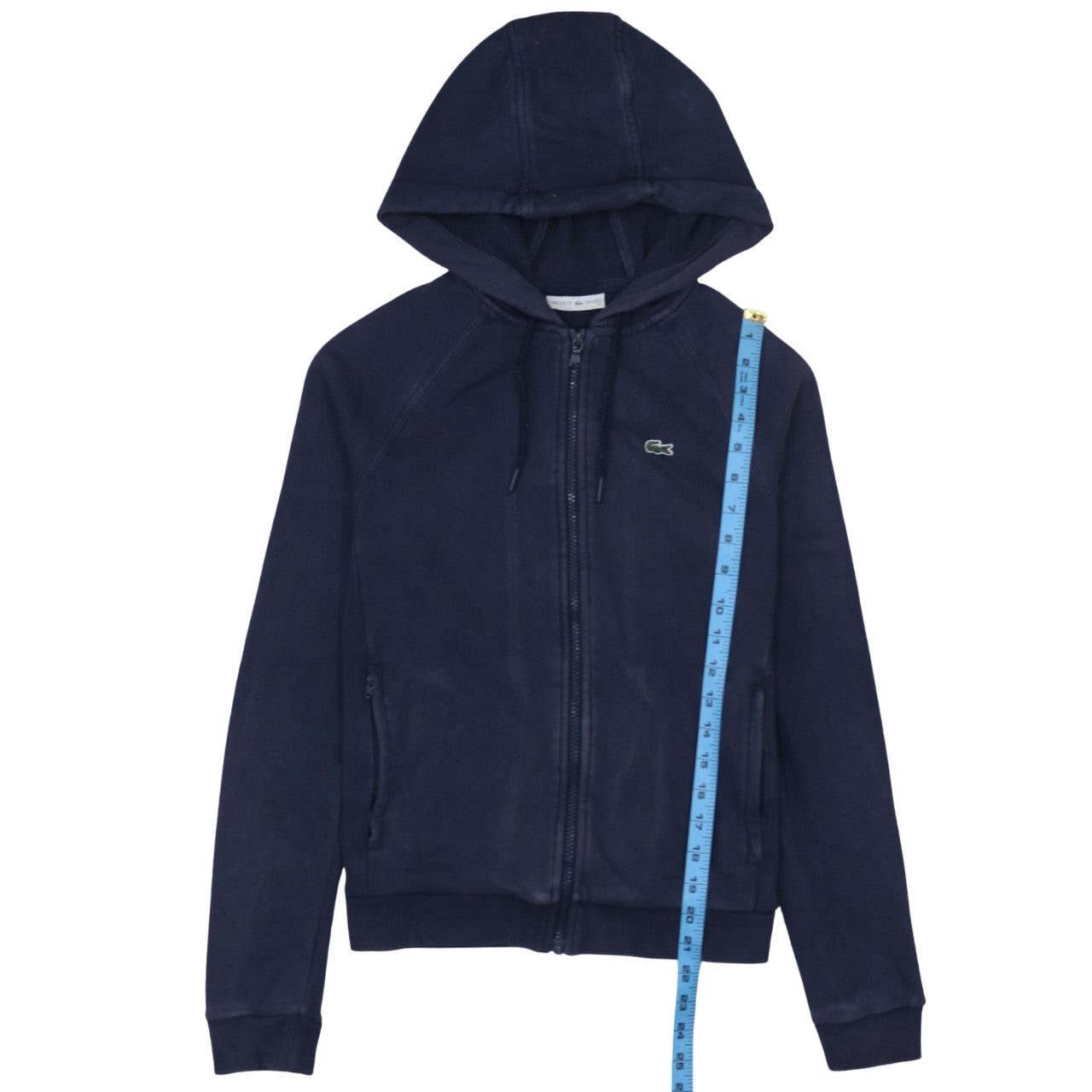 Lacoste Sport Women's Navy Full Zip Hoodie Size 6 Cotton Blend