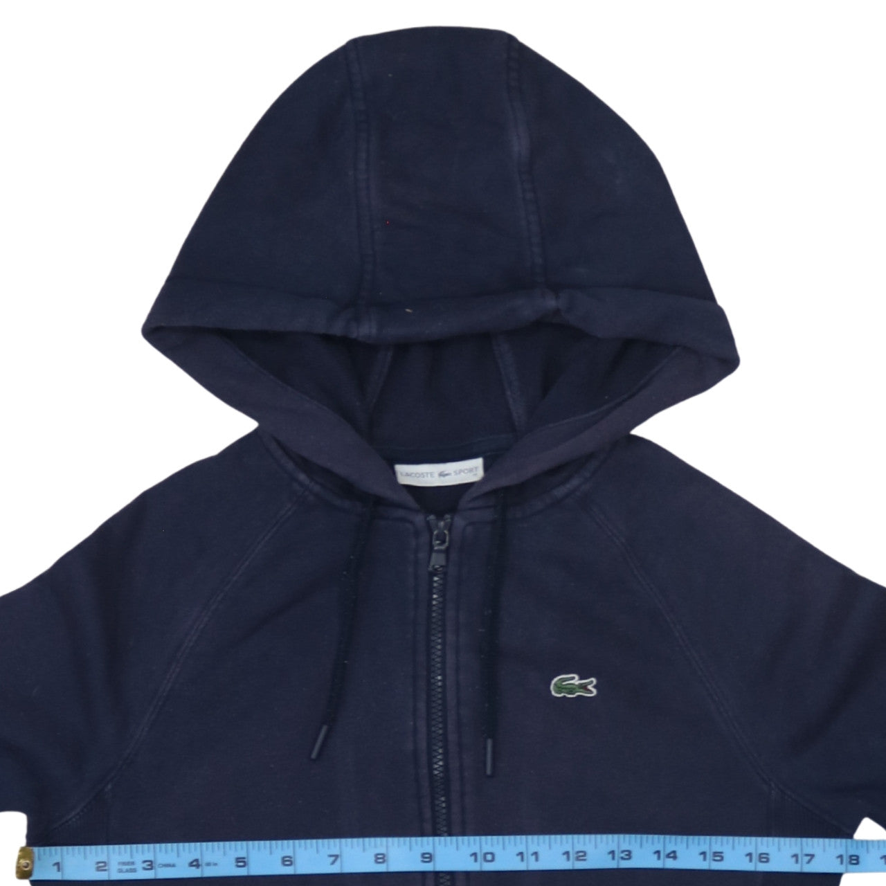 Lacoste Sport Women's Navy Full Zip Hoodie Size 6 Cotton Blend