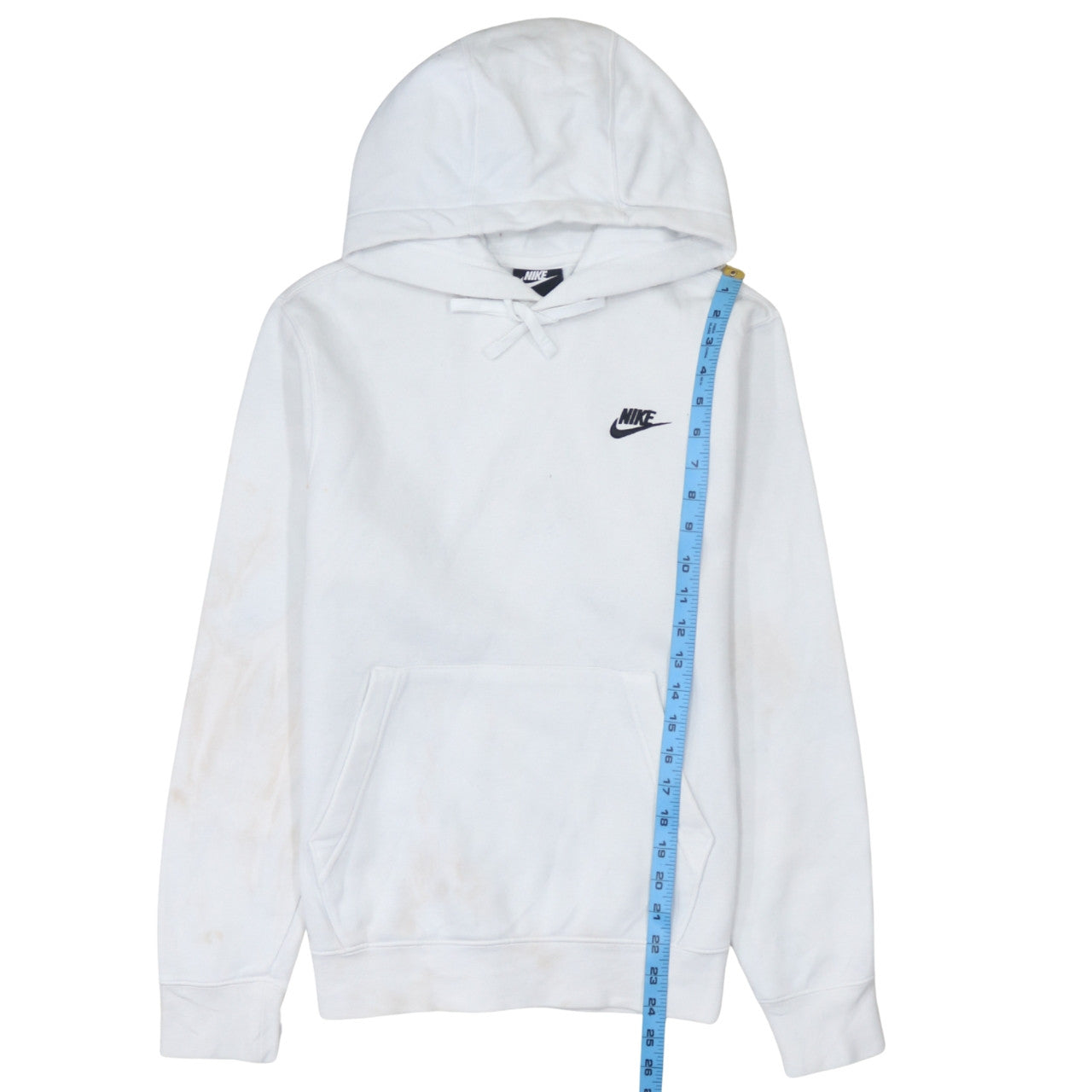 Nike Men's White XS Pullover Hoodie with Logo and Drawstring