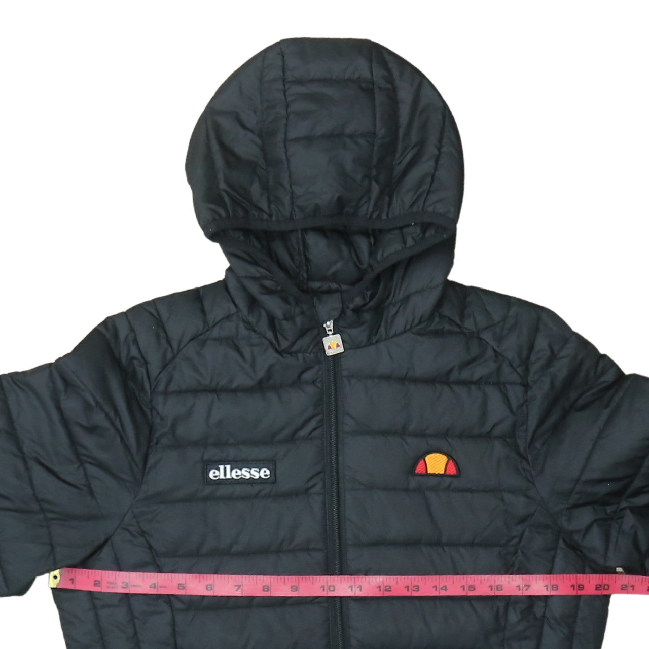 Ellesse Women Black Hooded Puffer Jacket M Quilted Lightweight