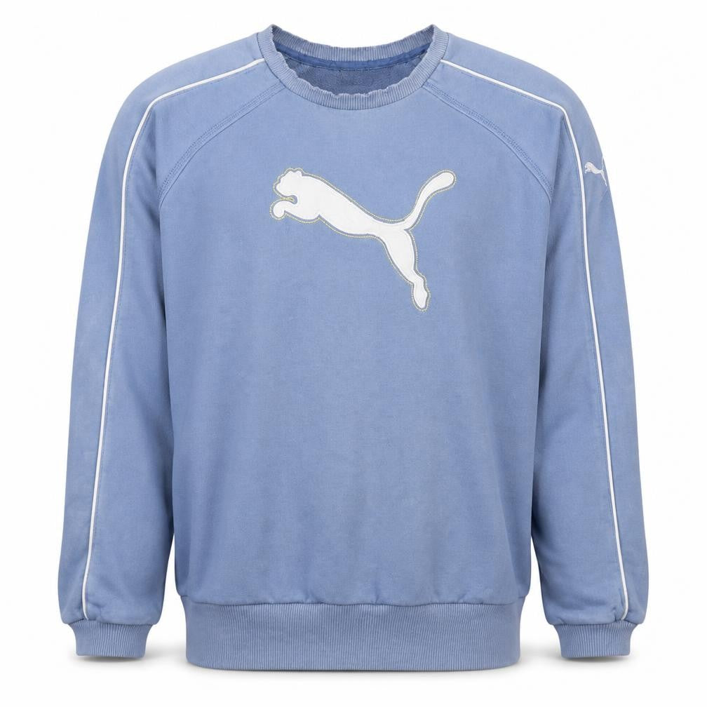 Puma Men's Blue Crew Neck Logo Sweatshirt Size M