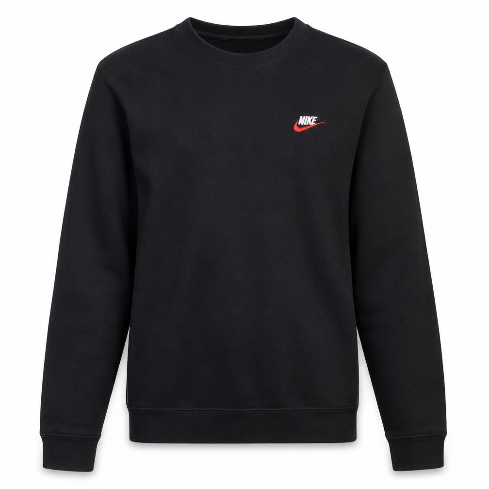 Nike Men's Black M Crew Neck Pullover Sweatshirt Logo Fleece