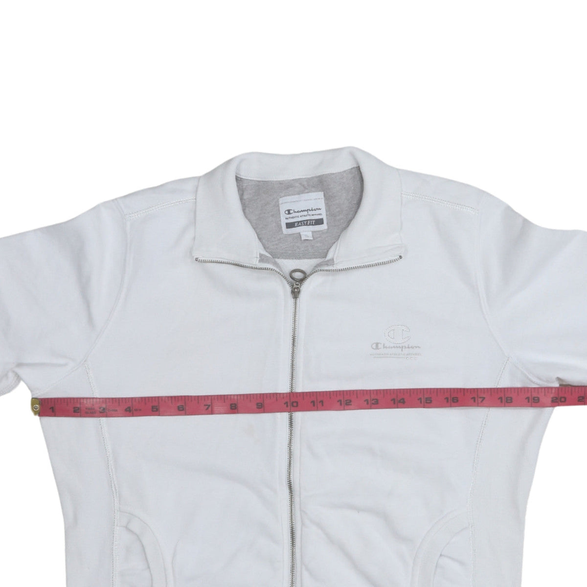 Champion Women’s White Easy Fit Track Jacket M Full Zip Cotton Blend