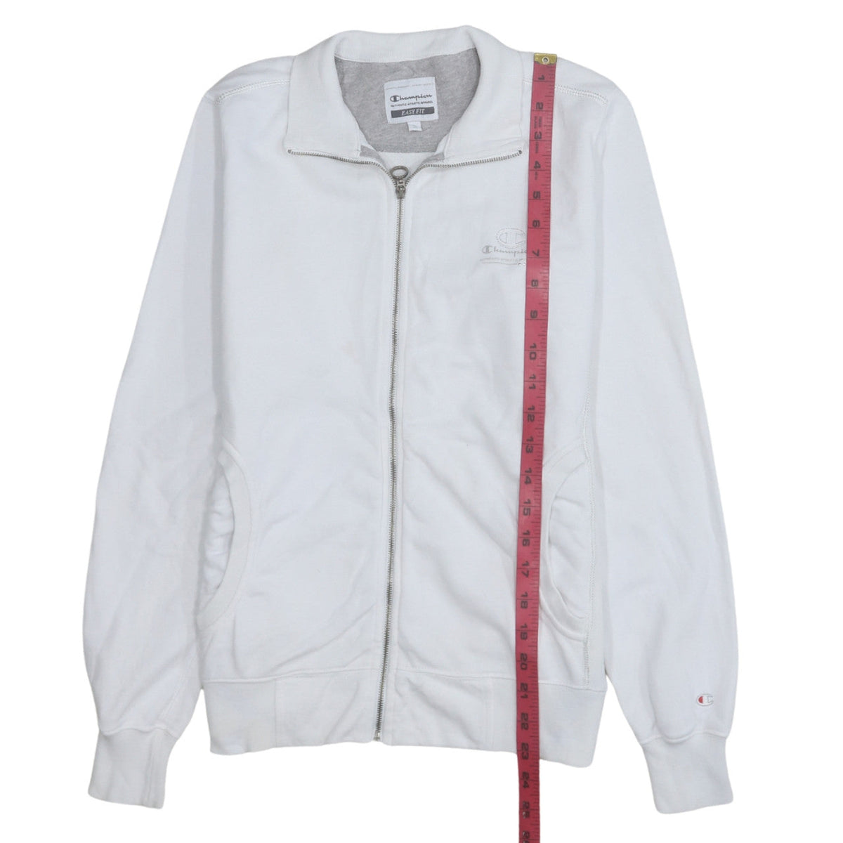 Champion Women’s White Easy Fit Track Jacket M Full Zip Cotton Blend