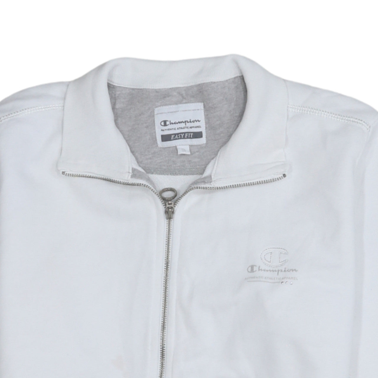 Champion Women’s White Easy Fit Track Jacket M Full Zip Cotton Blend