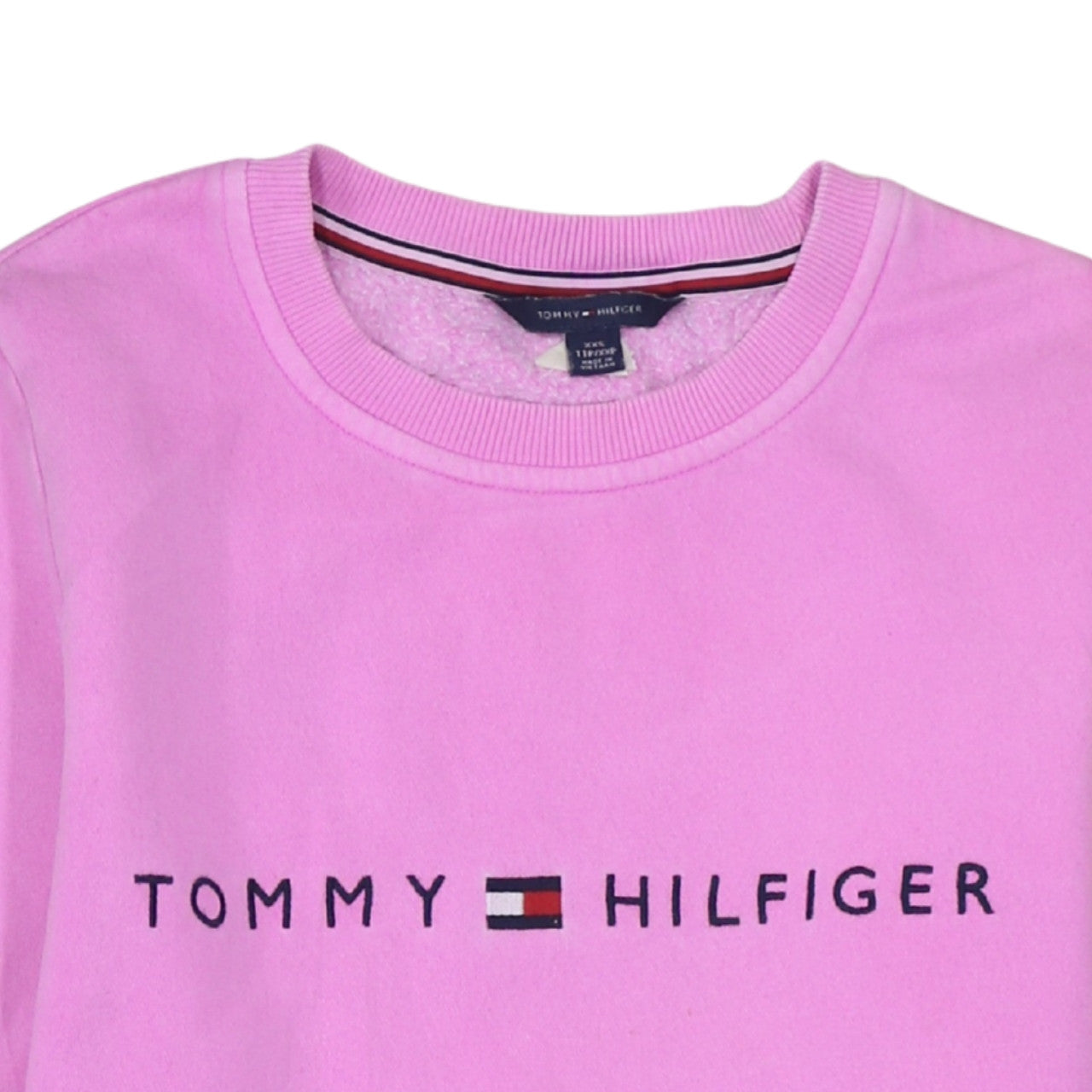 Tommy Hilfiger Women Pink XXS Pullover Sweatshirt Logo Cotton