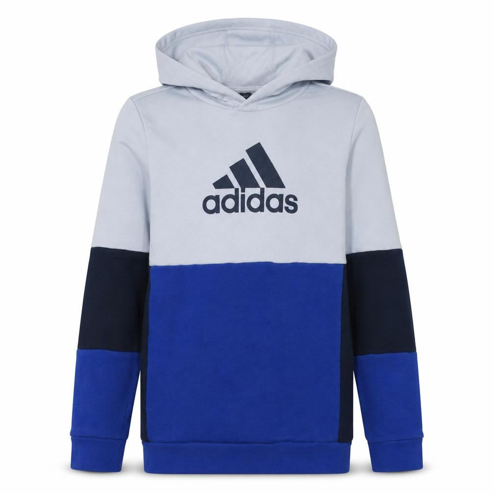 Adidas Boys Blue Colourblock Pullover Hoodie 14 Years Cotton Blend