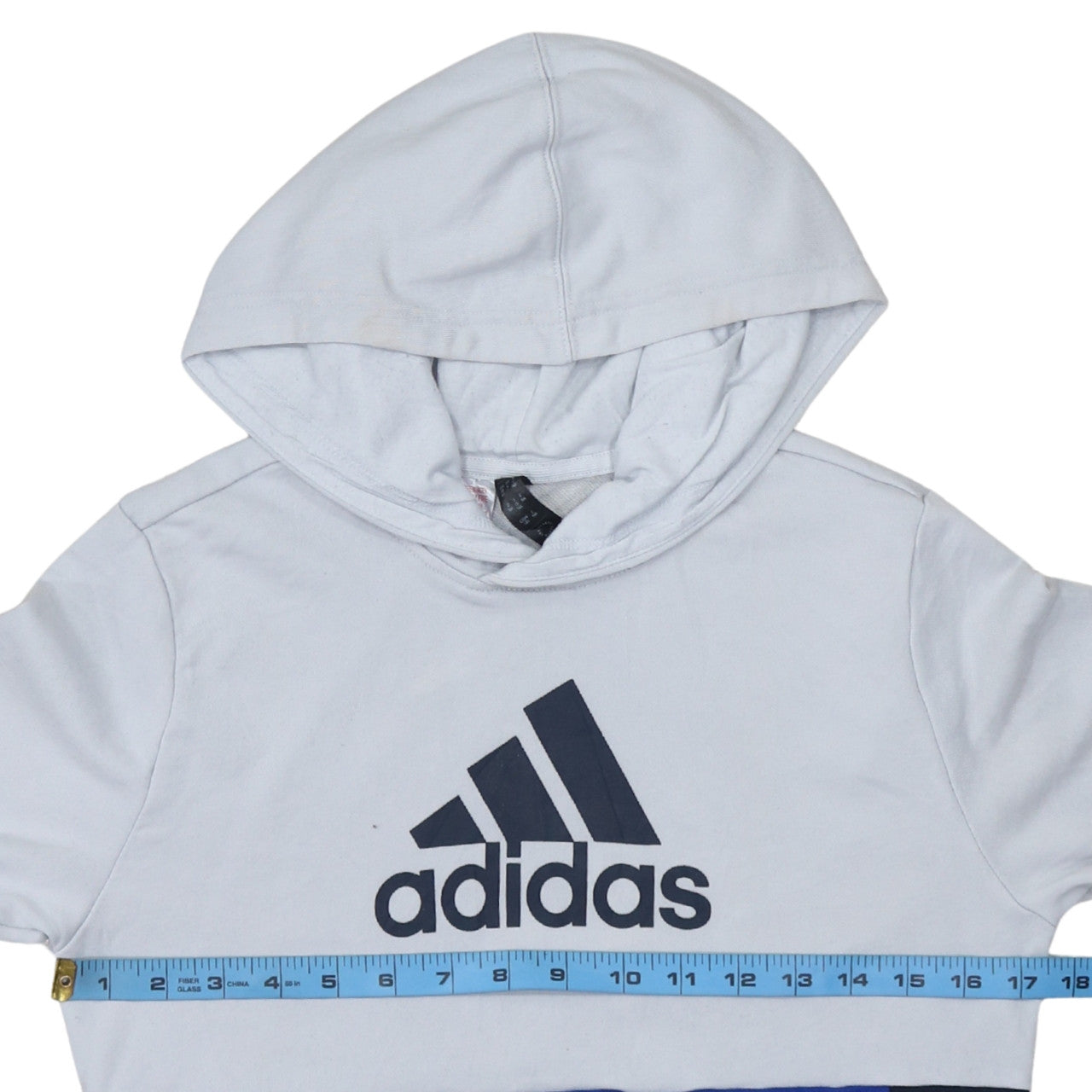 Adidas Boys Blue Colourblock Pullover Hoodie 14 Years Cotton Blend