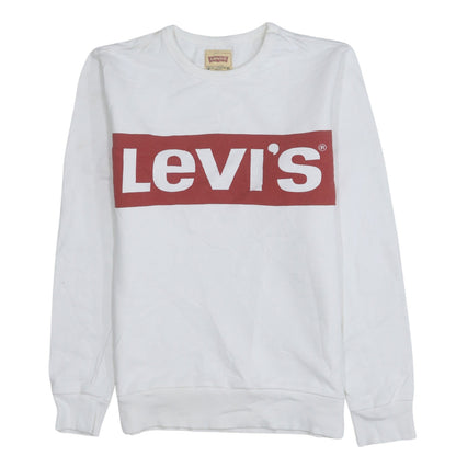 Additional front view of Levi's boys’ white logo pullover sweatshirt, size 14, years regular fit