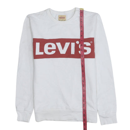 Back view of Levi's boys’ white logo pullover sweatshirt, size 14, years regular fit