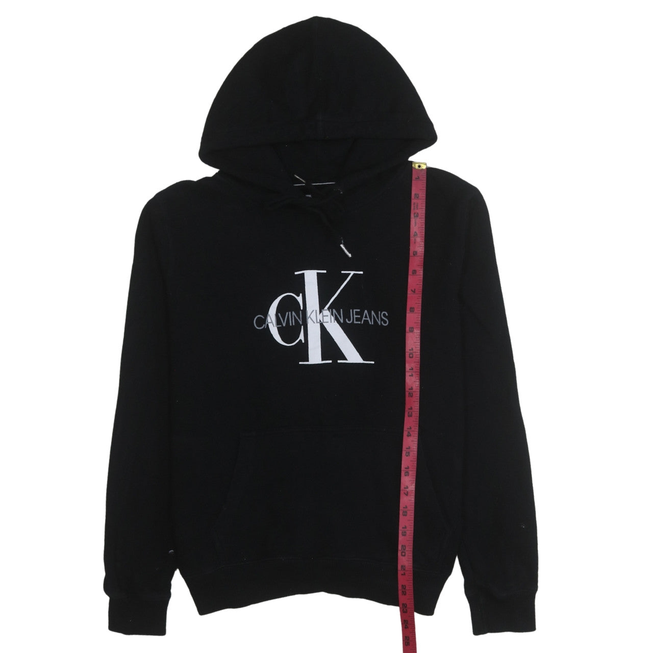 Calvin Klein Jeans Womens Black M Pullover Hoodie CK Logo Cotton