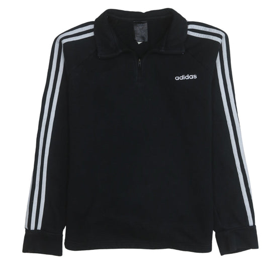 Adidas Womens Black 1/4 Zip Sweatshirt Size M 12-14 Athletic Fit
