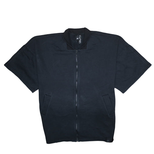 Adidas Women Black Short Sleeve Full Zip Sweatshirt Size 16-18
