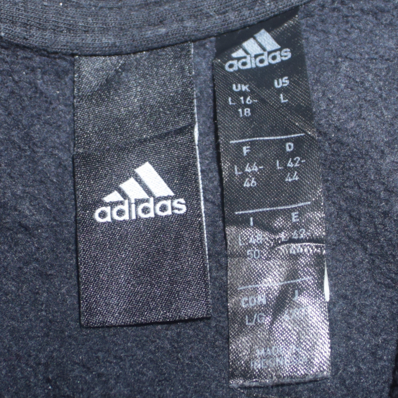 Adidas Women Black Short Sleeve Full Zip Sweatshirt Size 16-18
