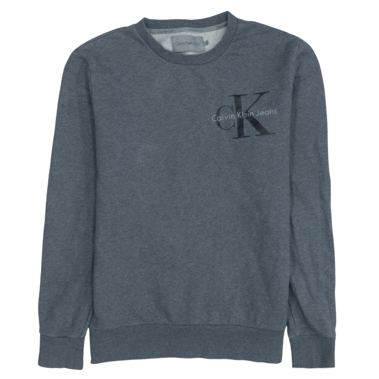 Calvin Klein Jeans Men's Grey Small Logo Crew Neck Sweatshirt
