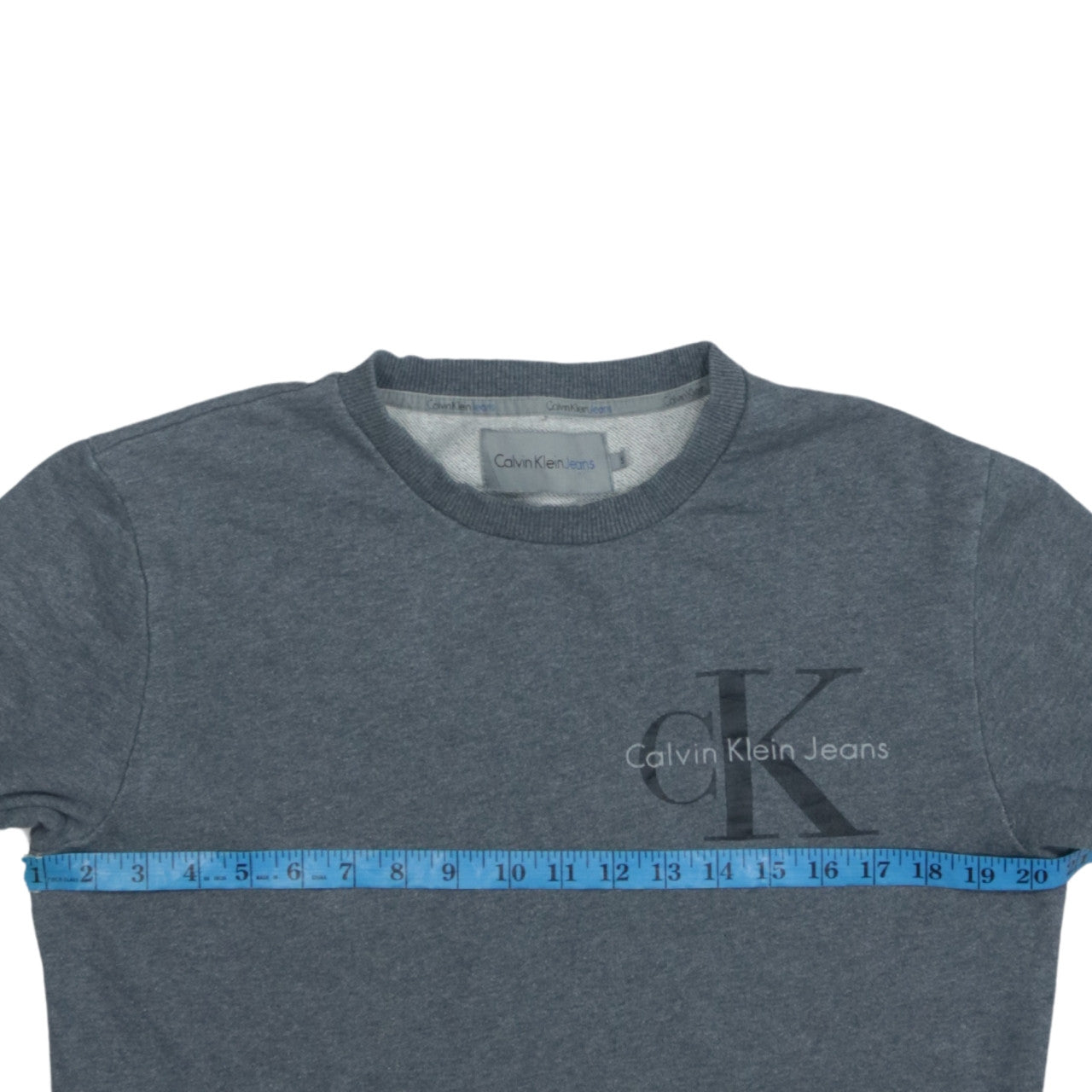 Calvin Klein Jeans Men's Grey Small Logo Crew Neck Sweatshirt