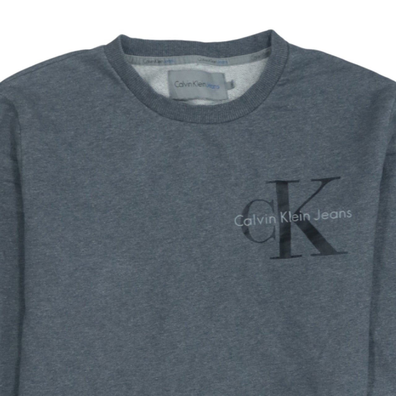 Calvin Klein Jeans Men's Grey Small Logo Crew Neck Sweatshirt