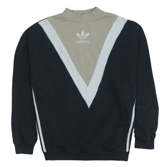 Adidas Women Beige Black Crew Neck Long Sleeve Sweatshirt UK 10