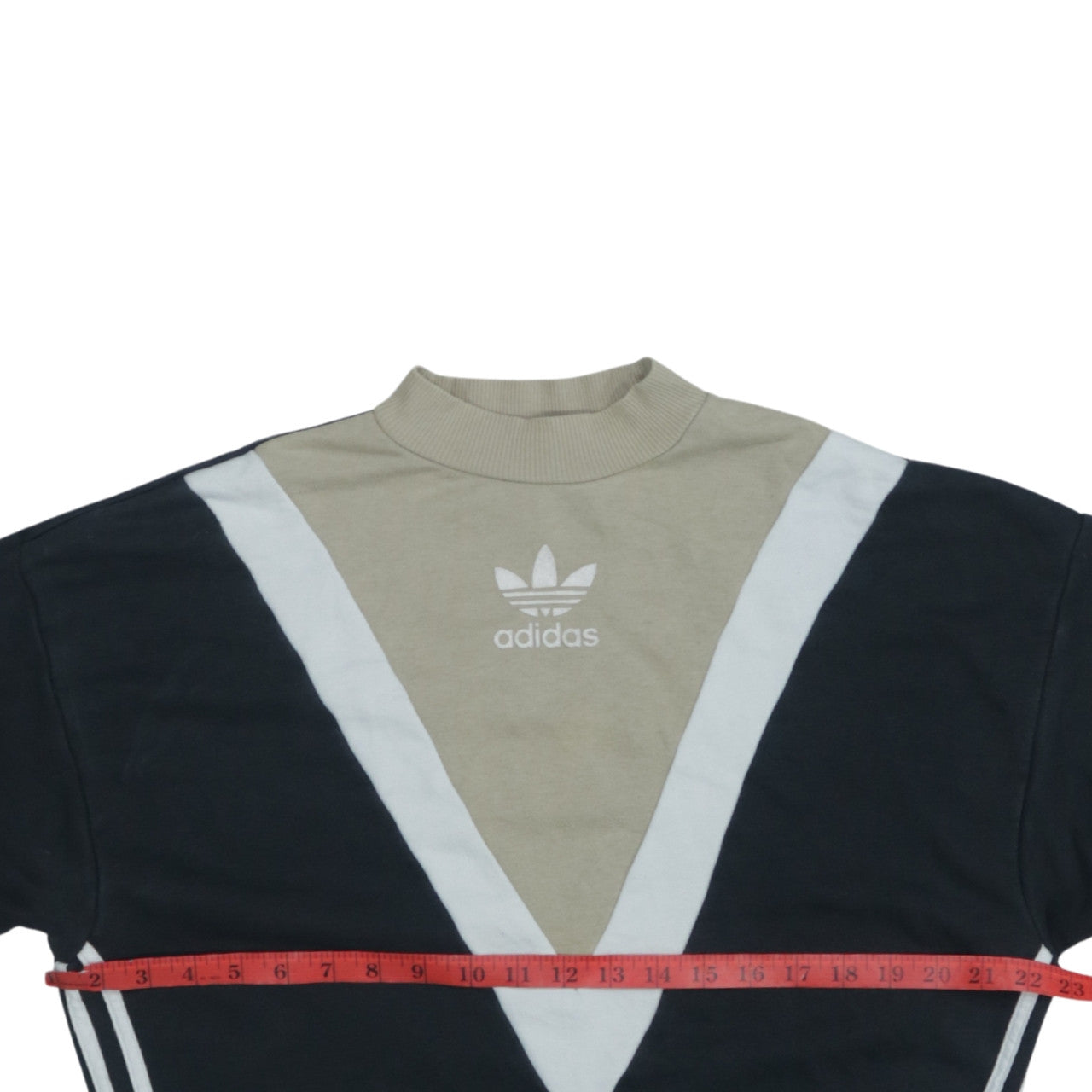 Adidas Women Beige Black Crew Neck Long Sleeve Sweatshirt UK 10