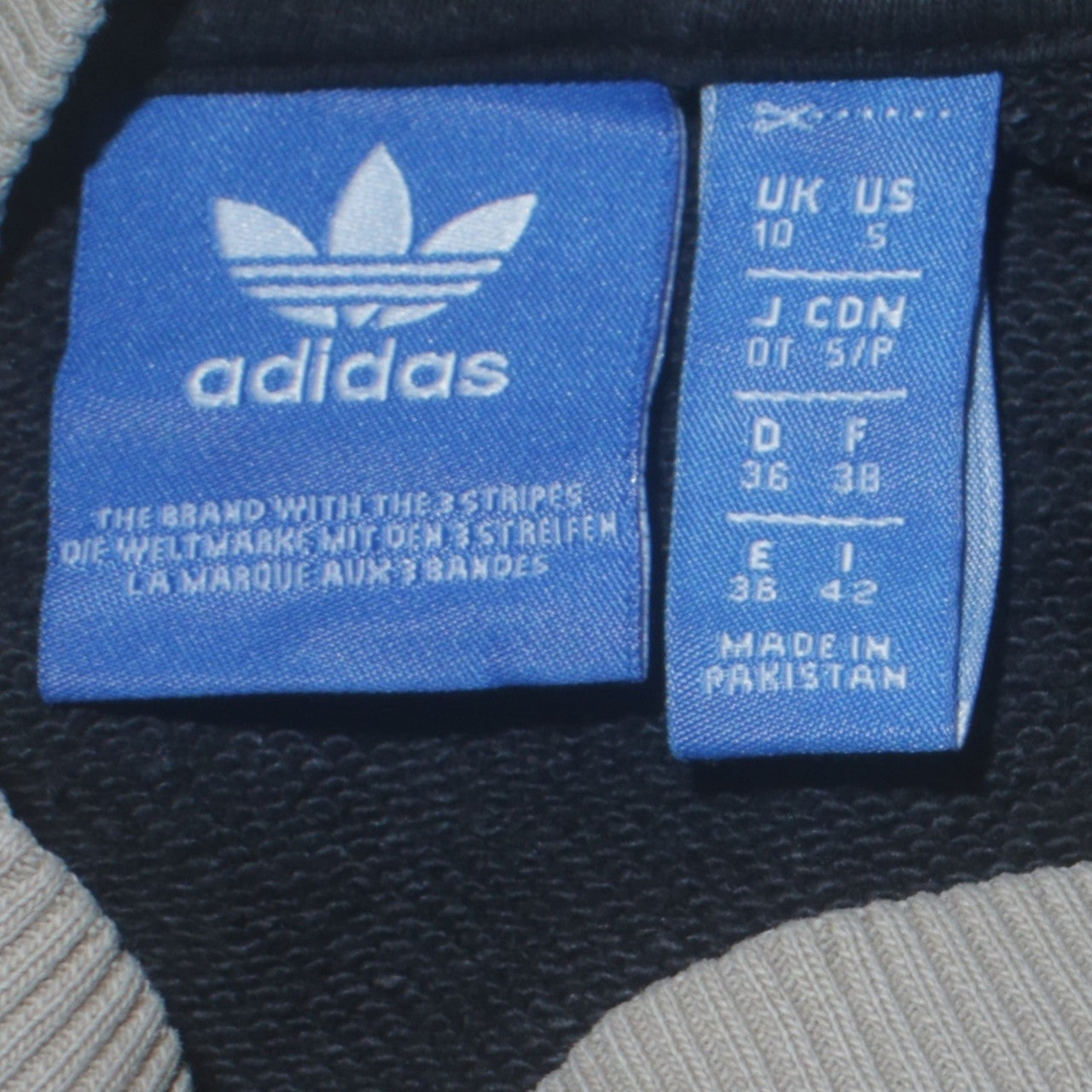 Adidas Women Beige Black Crew Neck Long Sleeve Sweatshirt UK 10