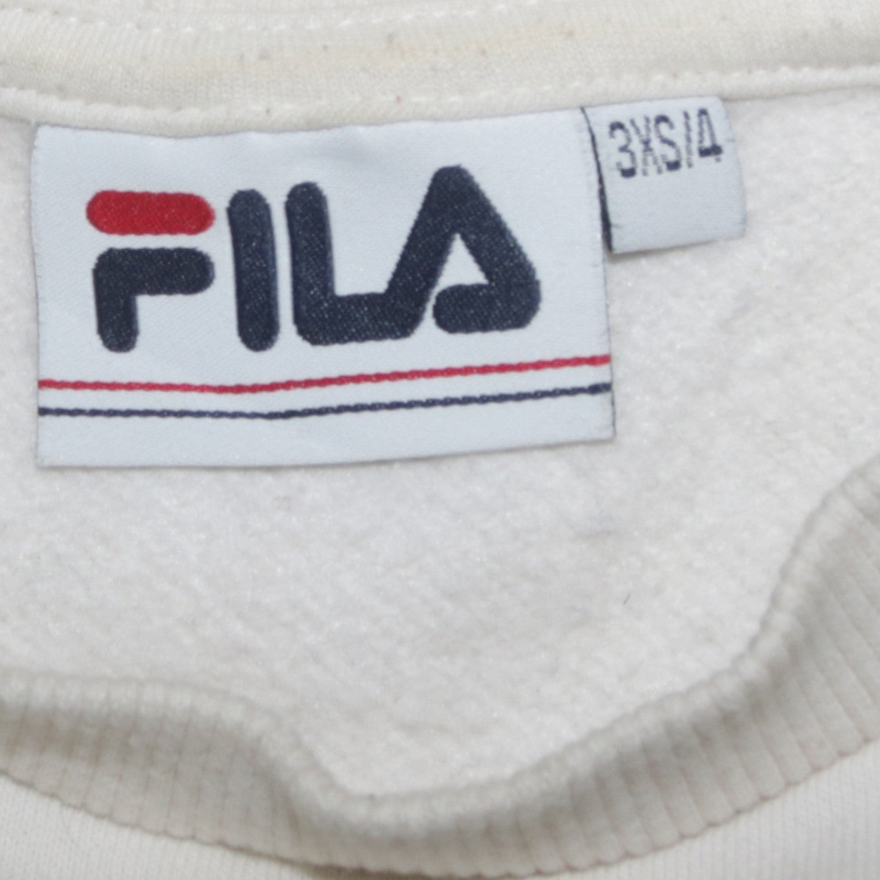 Fila Womens Ivory Sweatshirt 3XS Crew Neck Pullover Logo Classic