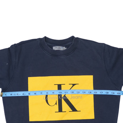 Preloved Calvin Klein Jeans Men's Blue Logo Sweatshirt Size S Regular Fit - Back