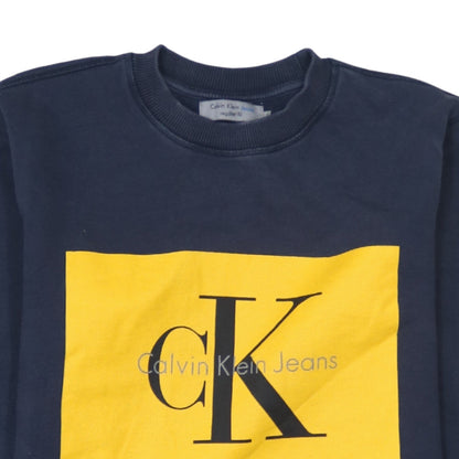 Preloved Calvin Klein Jeans Men's Blue Logo Sweatshirt Size S Regular Fit - Image 8