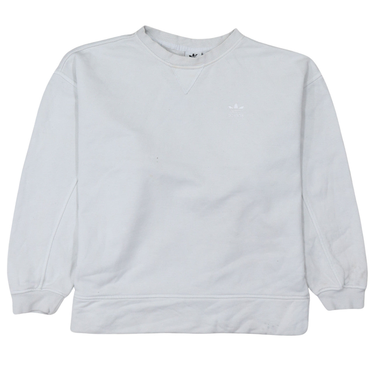 Adidas Women White Crew Neck Pullover Sweatshirt Size 8