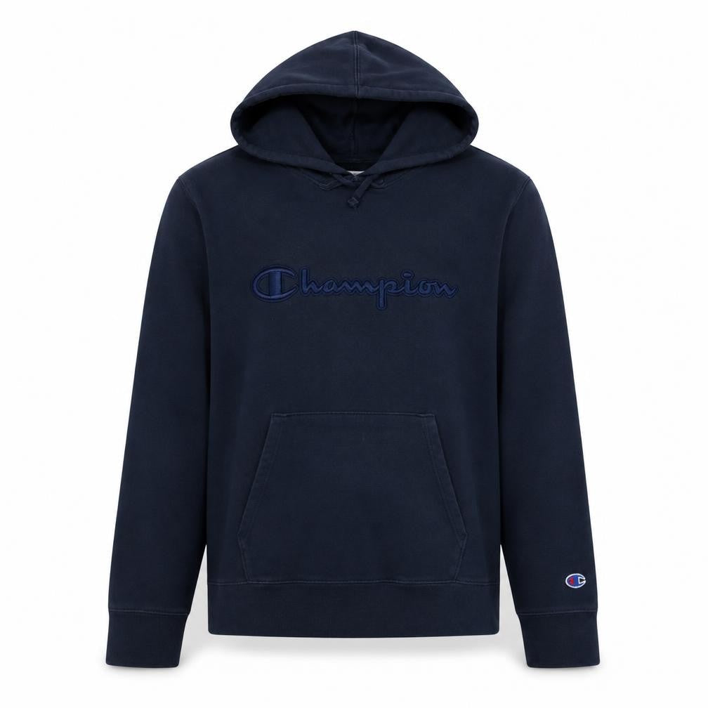 Champion Mens Blue Pullover Hoodie L Embroidered Logo Fleece
