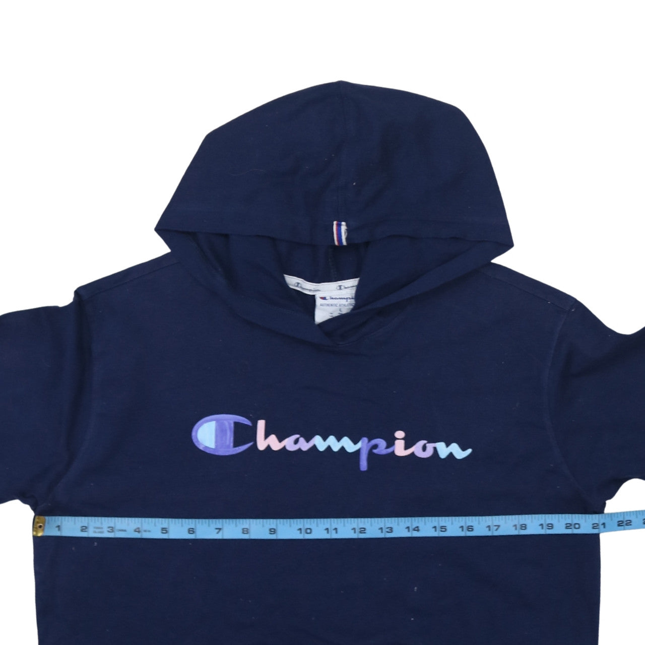Champion Womens Navy Blue Pullover Hoodie Size L Cotton Logo Athleticwear