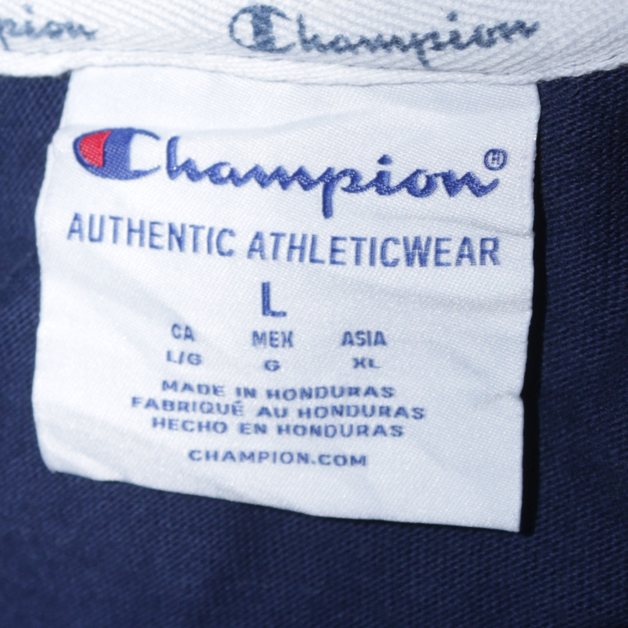 Champion Womens Navy Blue Pullover Hoodie Size L Cotton Logo Athleticwear