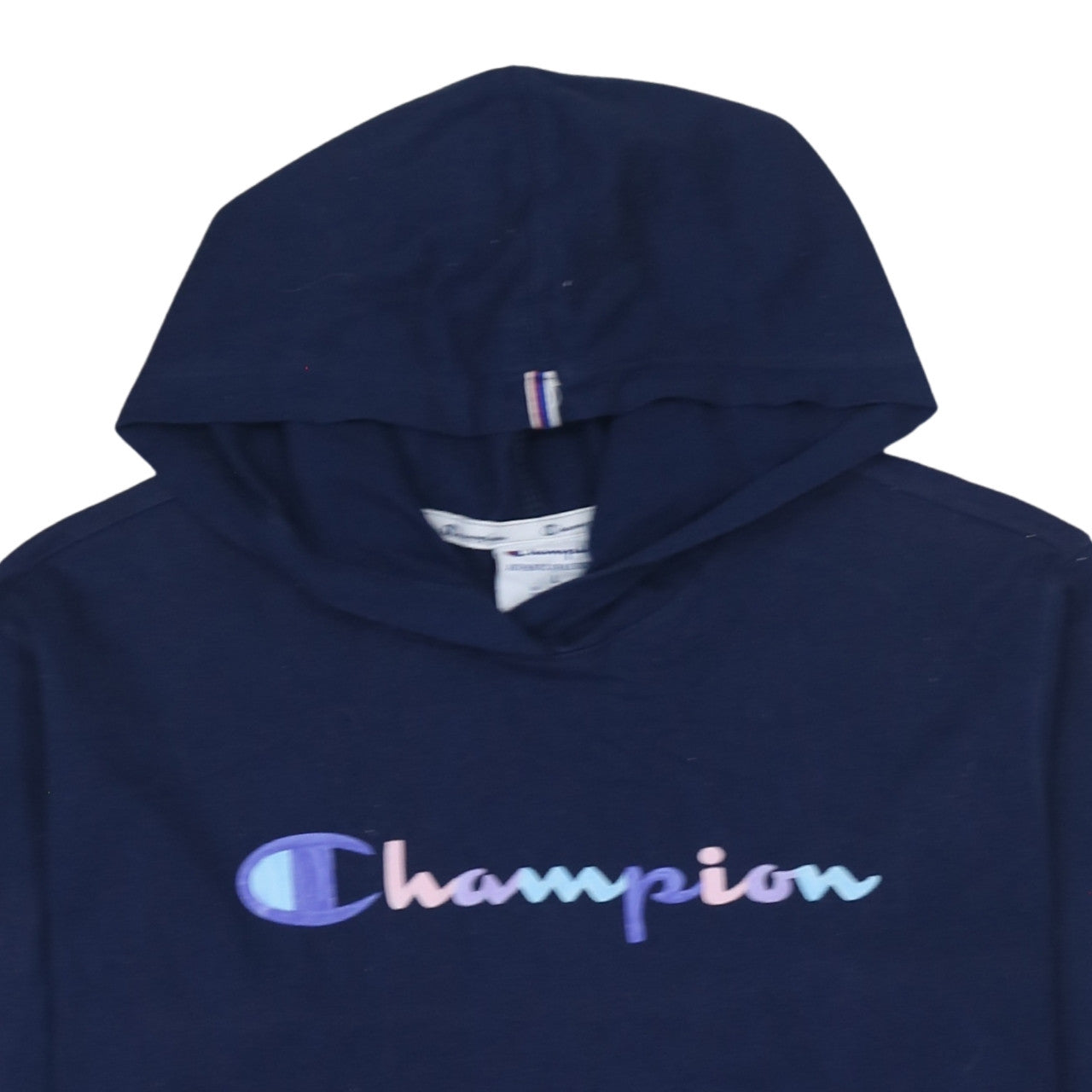 Champion Womens Navy Blue Pullover Hoodie Size L Cotton Logo Athleticwear