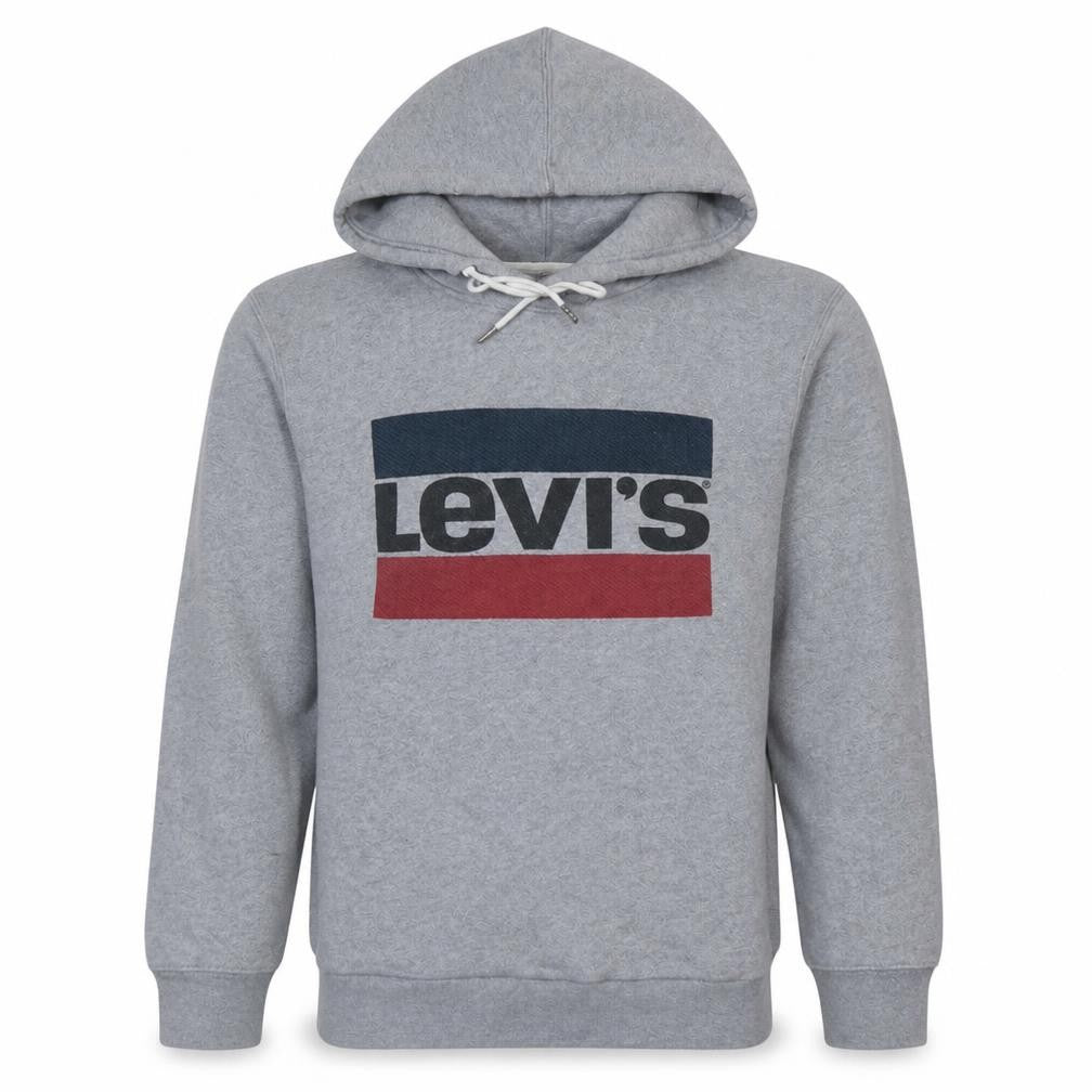 Levi's Men's Grey Pullover Hoodie Size S Graphic Logo Sweatshirt