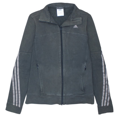 Additional front view of Adidas women’s black track jacket, size UK 12, full zip cotton blend