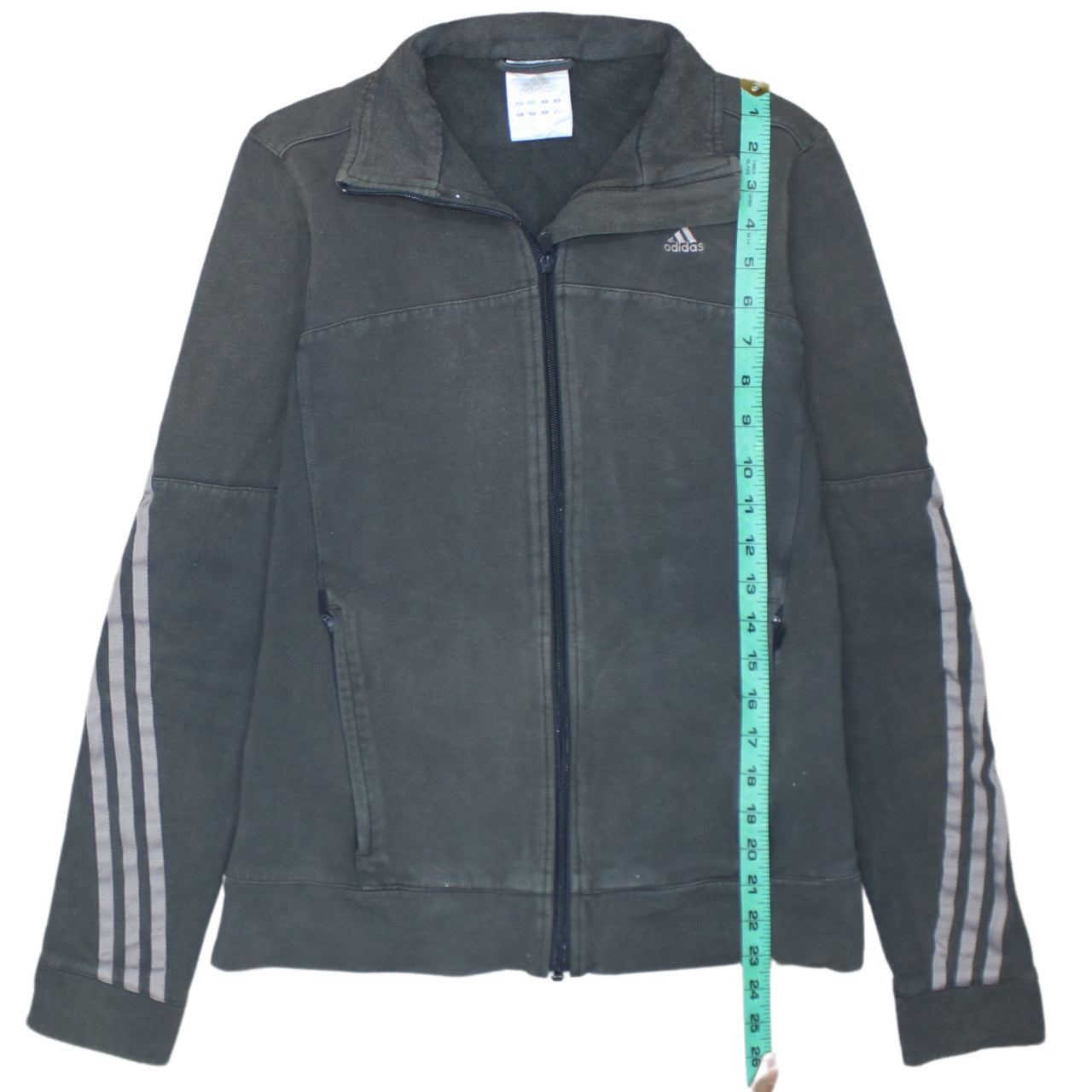 Adidas Womens Black Track Jacket Size 12 Full Zip Cotton Blend
