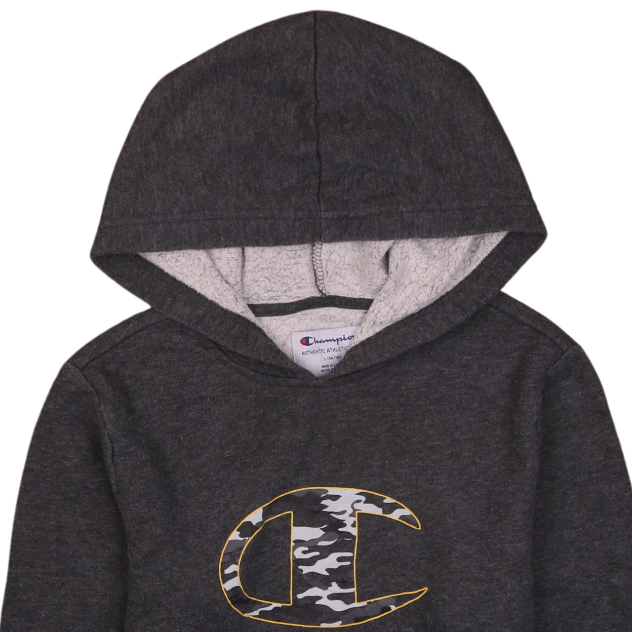 Champion Womens Charcoal Camouflage Logo Pullover Hoodie L