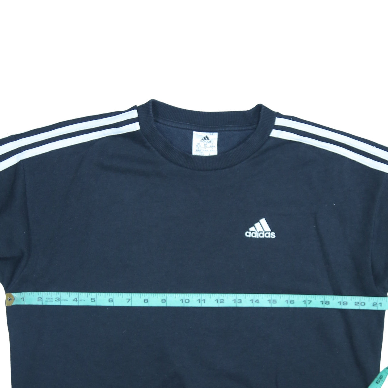 Adidas Womens Black XS Crew Neck Pullover Sweatshirt Logo Stripe Casual