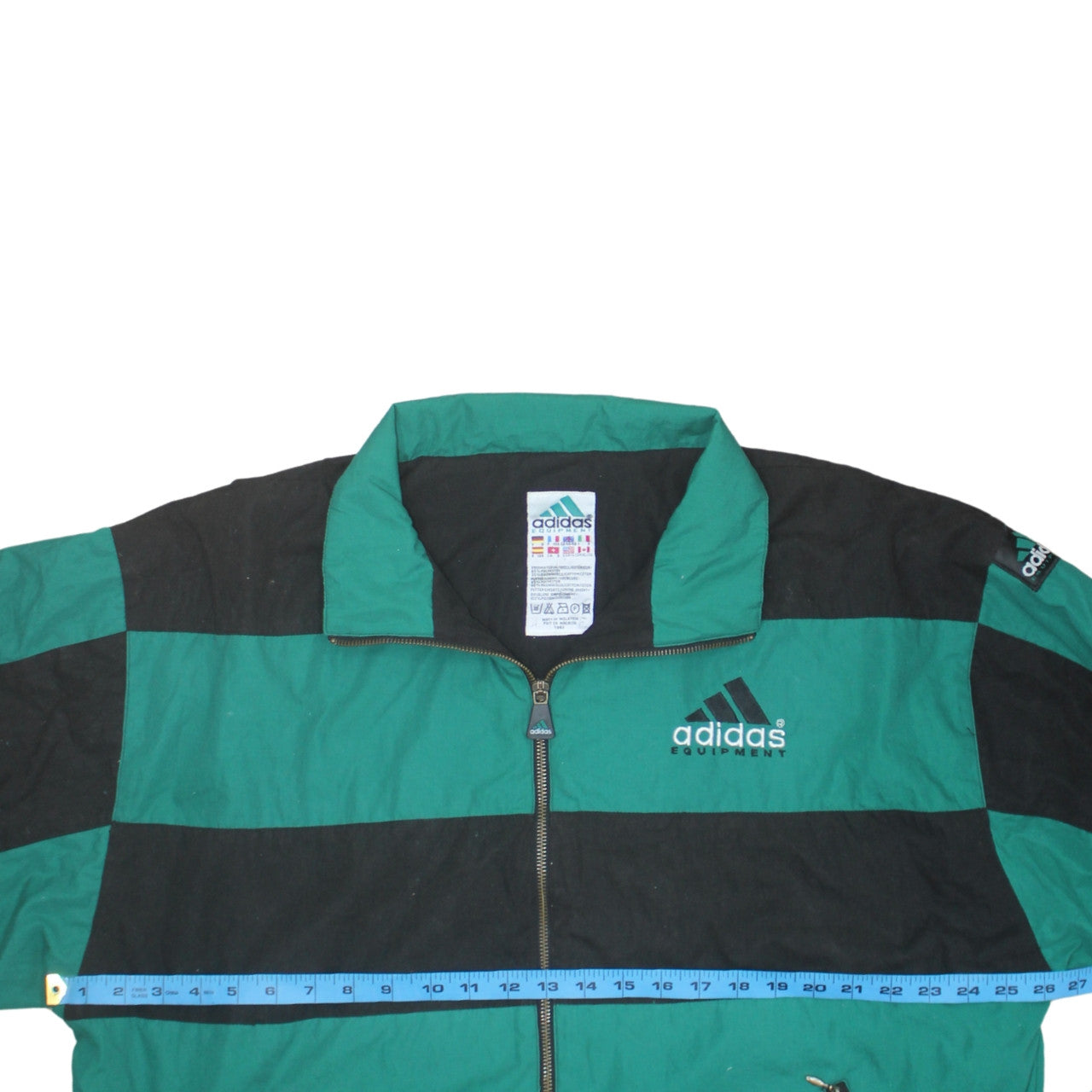 Adidas Mens Green Black Striped Retro Bomber Jacket Size L