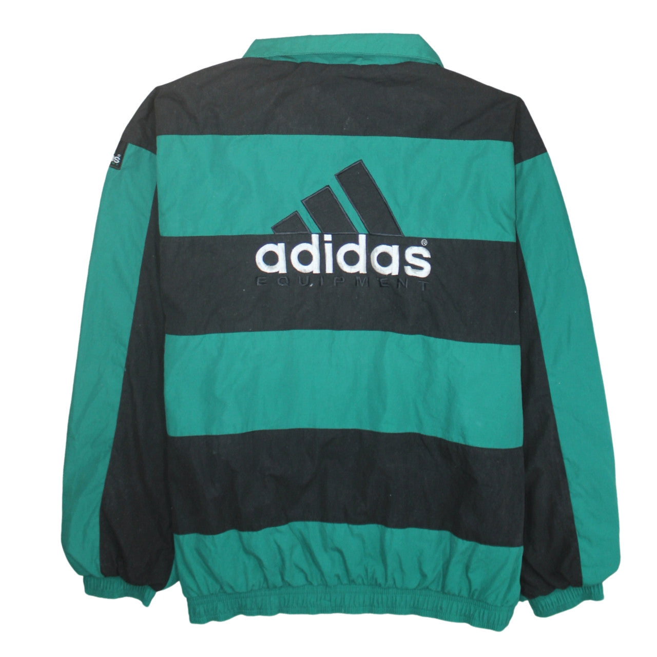 Adidas Mens Green Black Striped Retro Bomber Jacket Size L
