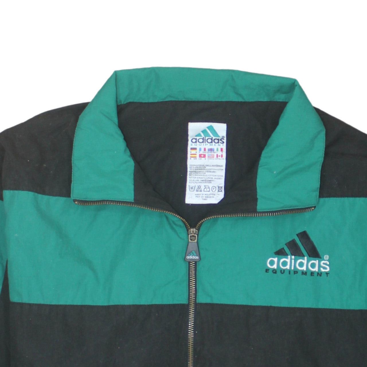 Adidas Mens Green Black Striped Retro Bomber Jacket Size L