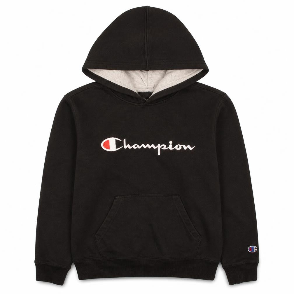 Champion Boys Black Pullover Hoodie M Fleece Logo Lined Sweatshirt