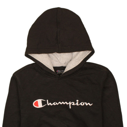 Champion Boys Black Pullover Hoodie M Fleece Logo Lined Sweatshirt